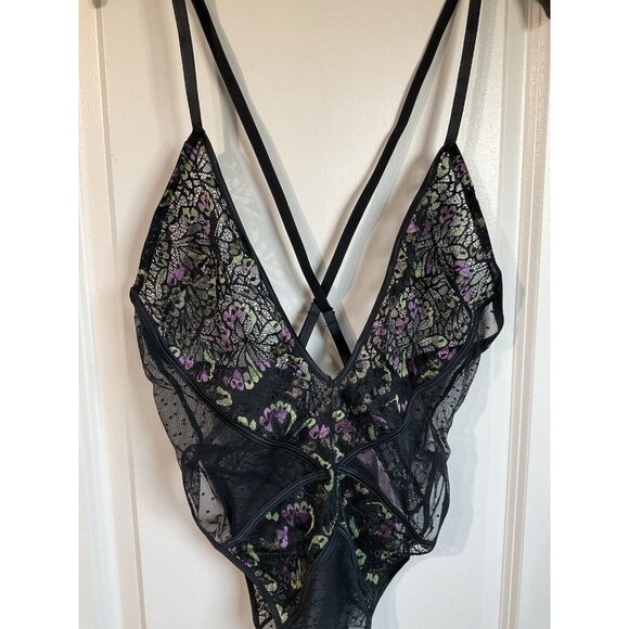 NWT Savage X Fenty Butterfly Wings‎ Lace & Mesh Teddy Purple Heat Size Large - Picture 8 of 9